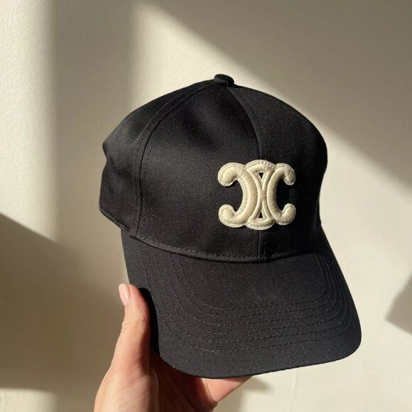 🔘Celine Triomphe Black Adjustable Unisex Baseball Cap - Picture 1 of 5